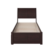 Portland Twin Wood Platform Bed with Footboard and Twin Trundle in Espresso