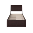 Portland Twin Wood Platform Bed with Footboard and Storage Drawers in Espresso