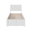 Portland Twin Wood Platform Bed with Footboard and Storage Drawers in White