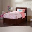 Portland Twin Wood Platform Bed with Footboard and Storage Drawers in Walnut
