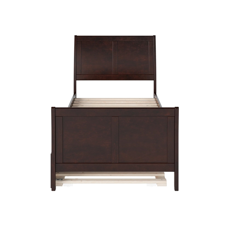 Portland Twin Wood Platform Bed with Matching Footboard & Trundle in Espresso