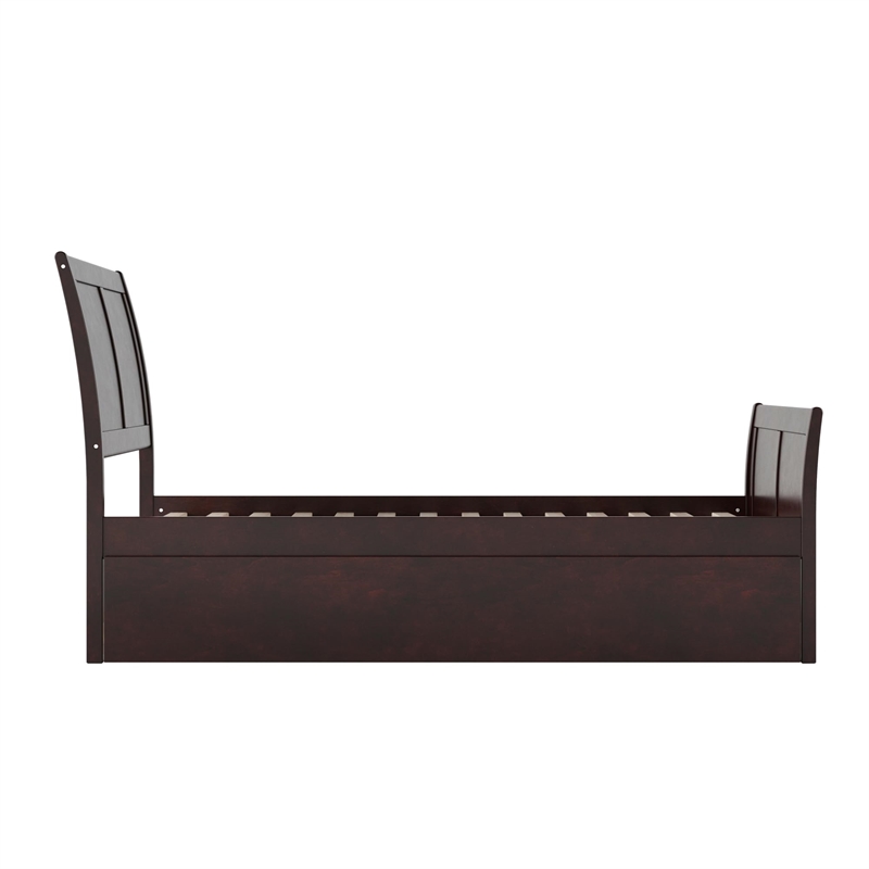 Portland Twin Wood Platform Bed with Matching Footboard & Trundle in Espresso