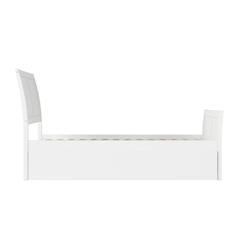 Portland Twin Wood Platform Bed with Matching Footboard & Twin Trundle in White
