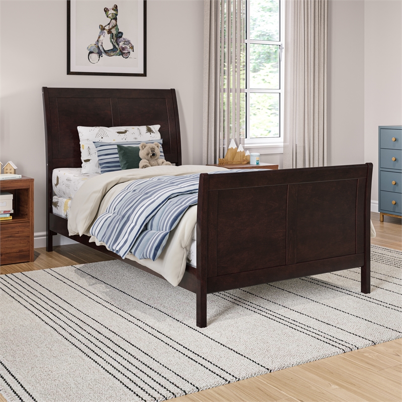 AFI Portland Twin Wood Foundation Bed Frame with Matching Footboard Espresso
