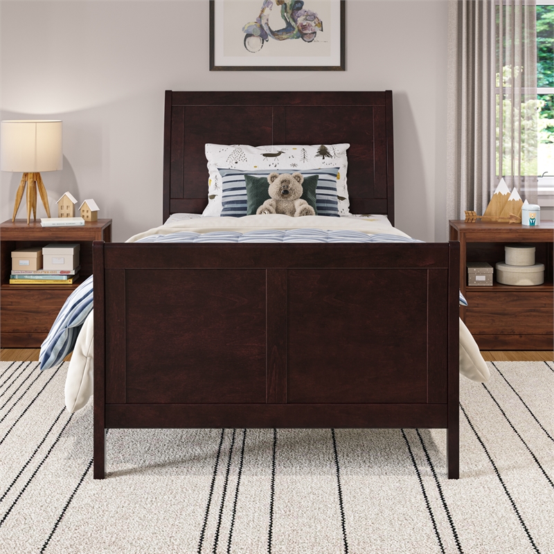 AFI Portland Twin Wood Foundation Bed Frame with Matching Footboard Espresso