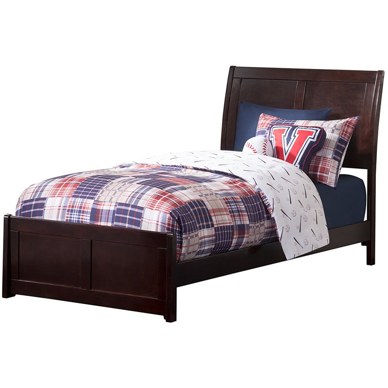 Atlantic Furniture Portland Twin Sleigh Bed with Footboard in Espresso