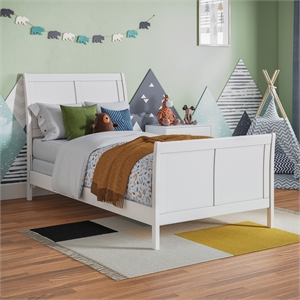 AFI Portland Twin Wood Foundation Bed Frame with Matching Footboard White