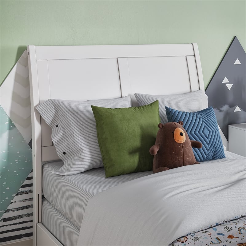 AFI Portland Twin Wood Foundation Bed Frame with Matching Footboard White