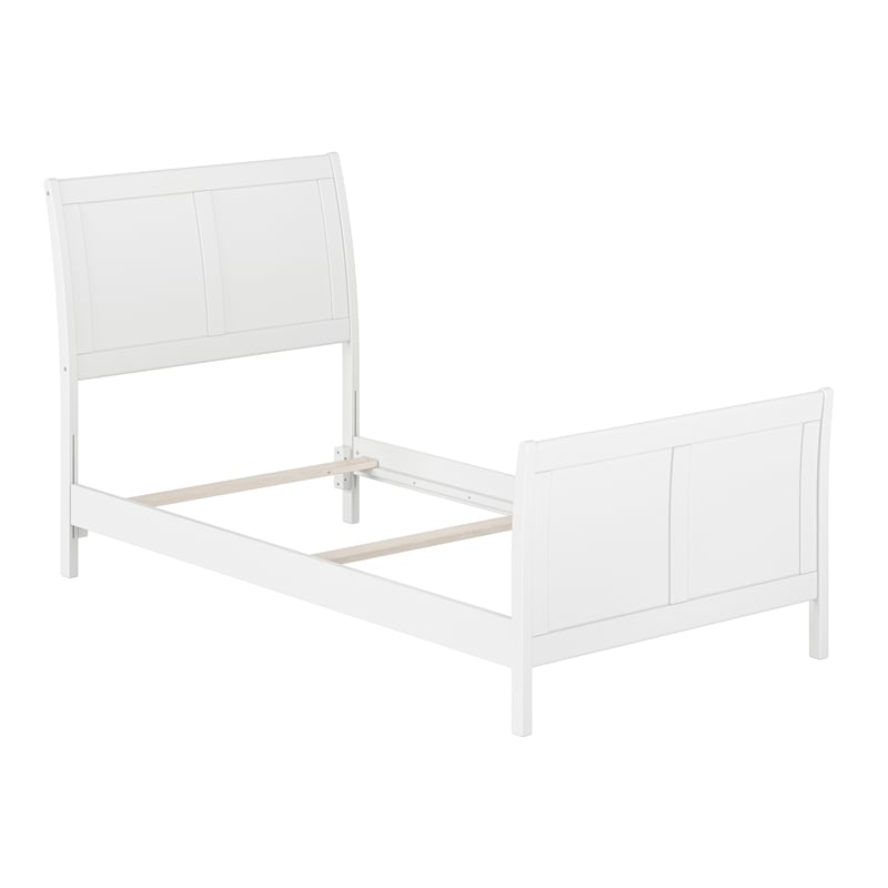 AFI Portland Twin Wood Foundation Bed Frame with Matching Footboard White