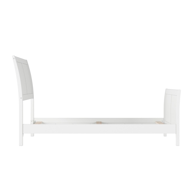 AFI Portland Twin Wood Foundation Bed Frame with Matching Footboard White