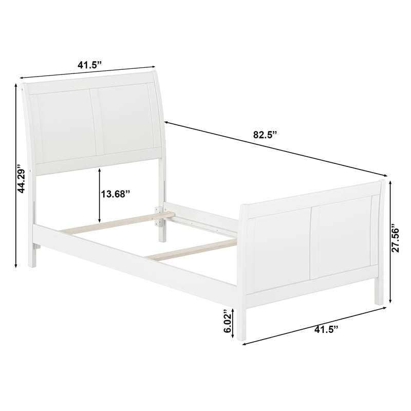 AFI Portland Twin Wood Foundation Bed Frame with Matching Footboard White