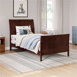 AFI Portland Twin Wood Foundation Bed Frame with Matching Footboard Walnut