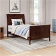 AFI Portland Twin Wood Foundation Bed Frame with Matching Footboard Walnut