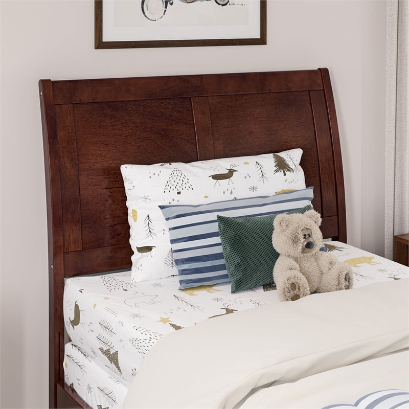 AFI Portland Twin Wood Foundation Bed Frame with Matching Footboard Walnut