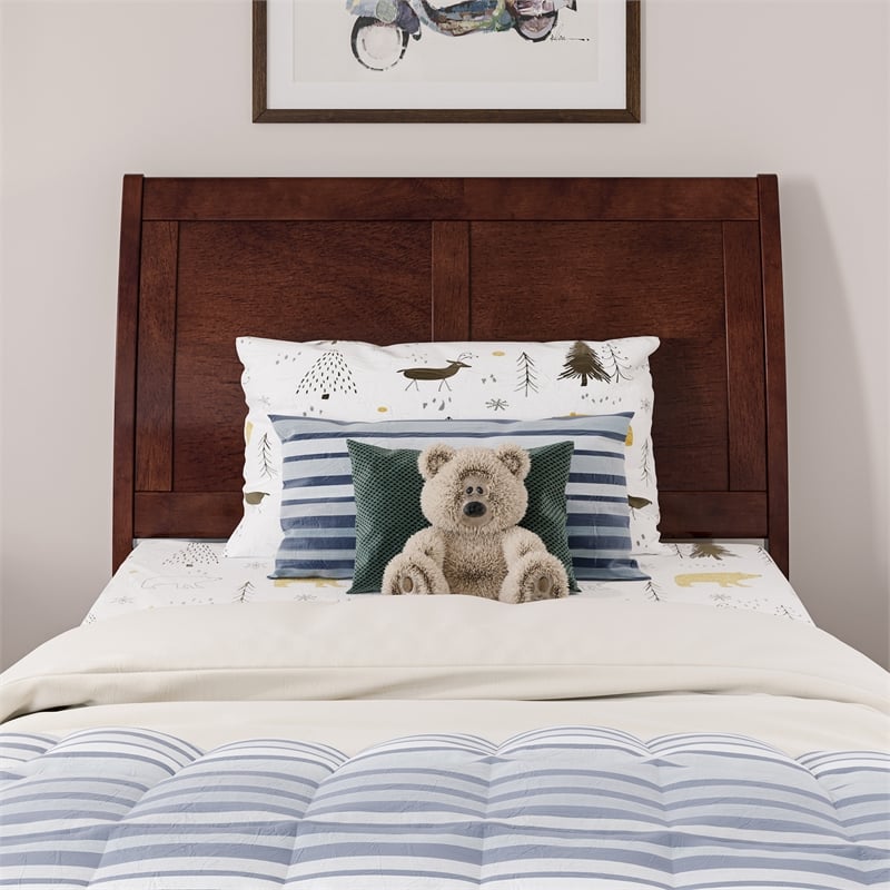 AFI Portland Twin Wood Foundation Bed Frame with Matching Footboard Walnut