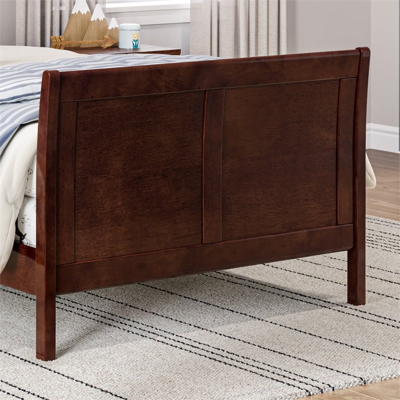 AFI Portland Twin Wood Foundation Bed Frame with Matching Footboard Walnut