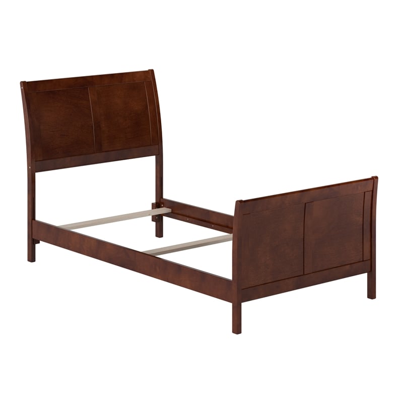 AFI Portland Twin Wood Foundation Bed Frame with Matching Footboard Walnut