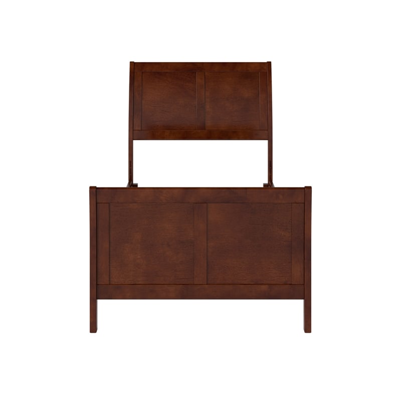 AFI Portland Twin Wood Foundation Bed Frame with Matching Footboard Walnut