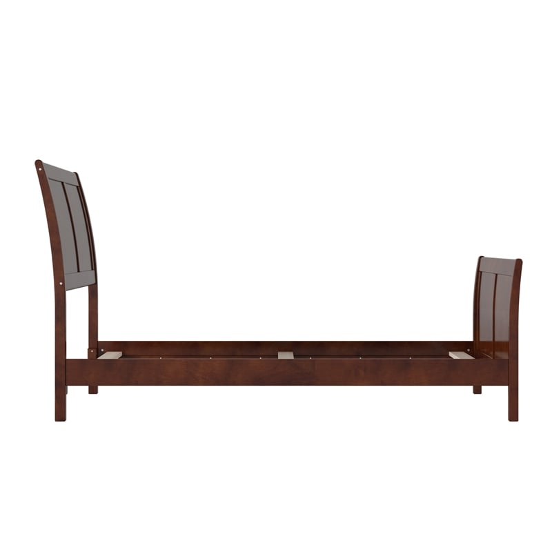 AFI Portland Twin Wood Foundation Bed Frame with Matching Footboard Walnut