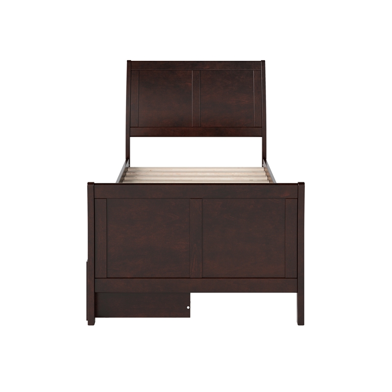 Portland Twin Storage Wood Platform Bed with Matching Footboard in Espresso