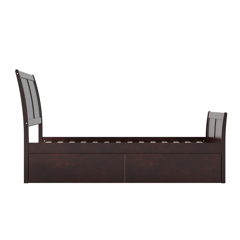 Portland Twin Storage Wood Platform Bed with Matching Footboard in Espresso