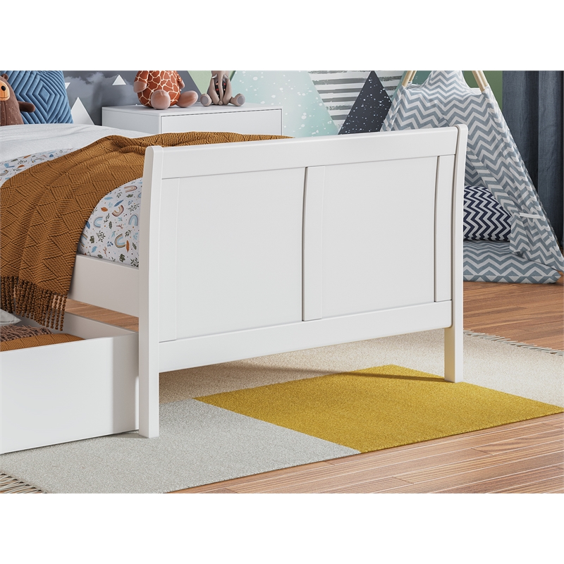 Portland Solid Wood Twin Storage Platform Bed with Matching Footboard in White