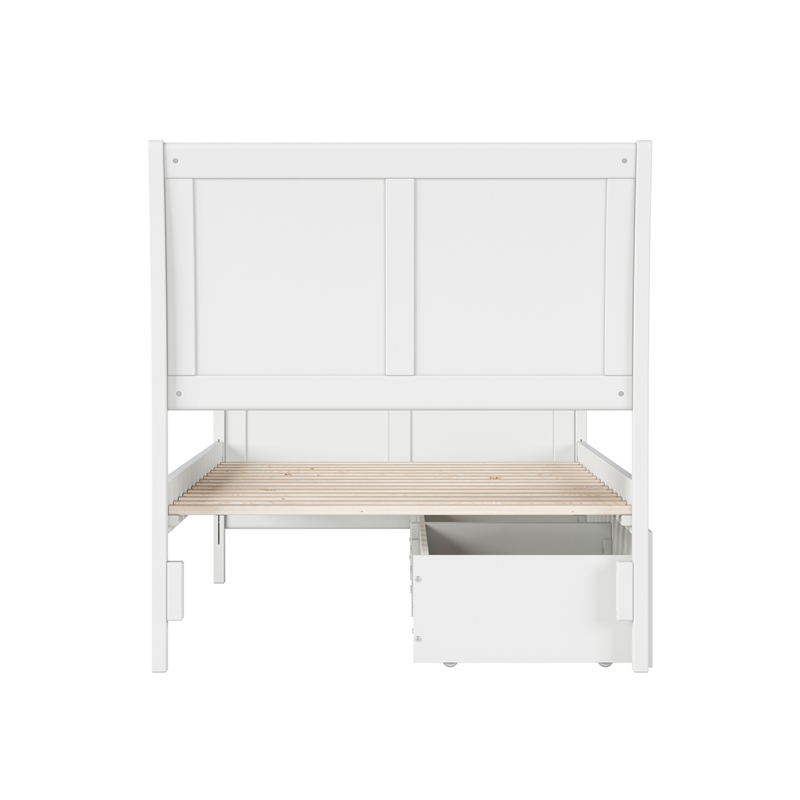 Portland Solid Wood Twin Storage Platform Bed with Matching Footboard in White