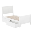 Portland Twin Storage Wood Platform Bed with Matching Footboard in White