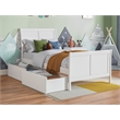 Portland Solid Wood Twin Storage Platform Bed with Matching Footboard in White