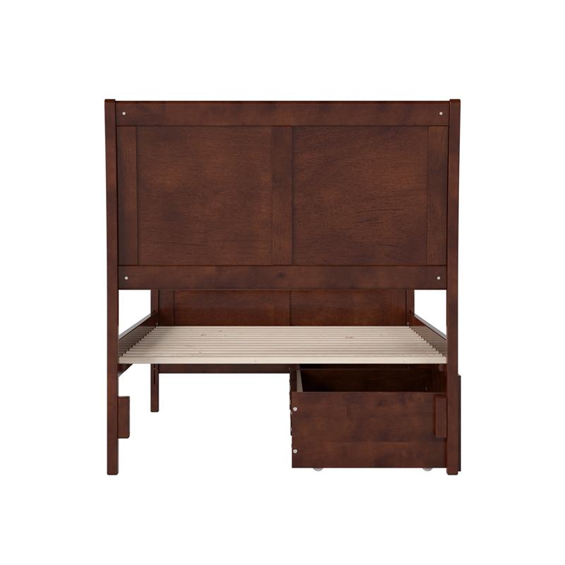 Portland Twin Storage Wood Platform Bed with Matching Footboard in Walnut