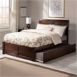Portland Full Wood Platform Bed with Footboard and Twin Trundle in Walnut