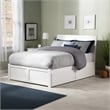 Portland Full Wood Platform Bed with Footboard and Storage Drawers in White