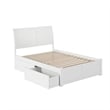 Portland Full Wood Platform Bed with Footboard and Storage Drawers in White