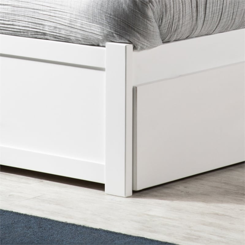 Portland Full Wood Platform Bed with Footboard and Storage Drawers in White