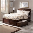 Portland Full Wood Platform Bed with Footboard and Storage Drawers in Walnut