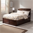 Portland Full Wood Platform Bed with Footboard and Storage Drawers in Walnut