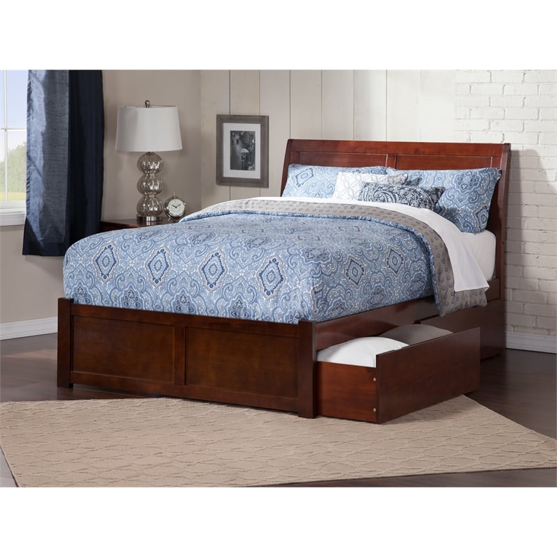 Atlantic Furniture Portland Urban Full Storage Platform Bed in Walnut ...