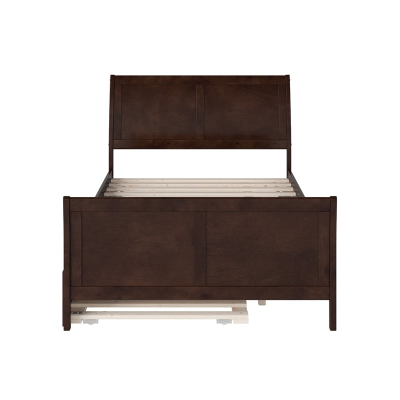 Portland Full Wood Platform Bed with Matching Footboard & Trundle in Espresso