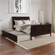 Portland Full Wood Platform Bed with Matching Footboard & Trundle in Espresso