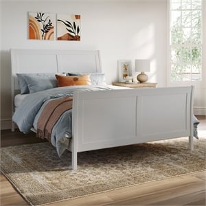 AFI Portland Full Wood Foundation Bed Frame with Matching Footboard White