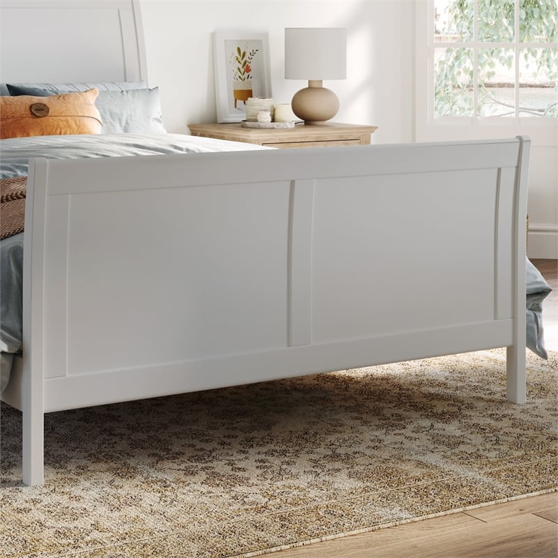 AFI Portland Full Wood Foundation Bed Frame with Matching Footboard White