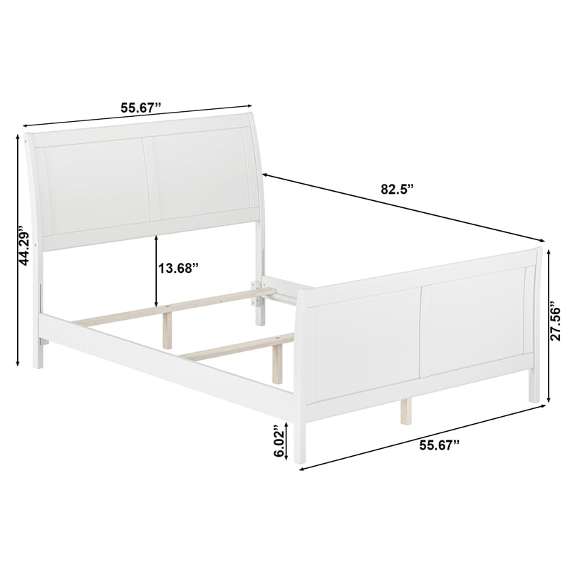 AFI Portland Full Wood Foundation Bed Frame with Matching Footboard White
