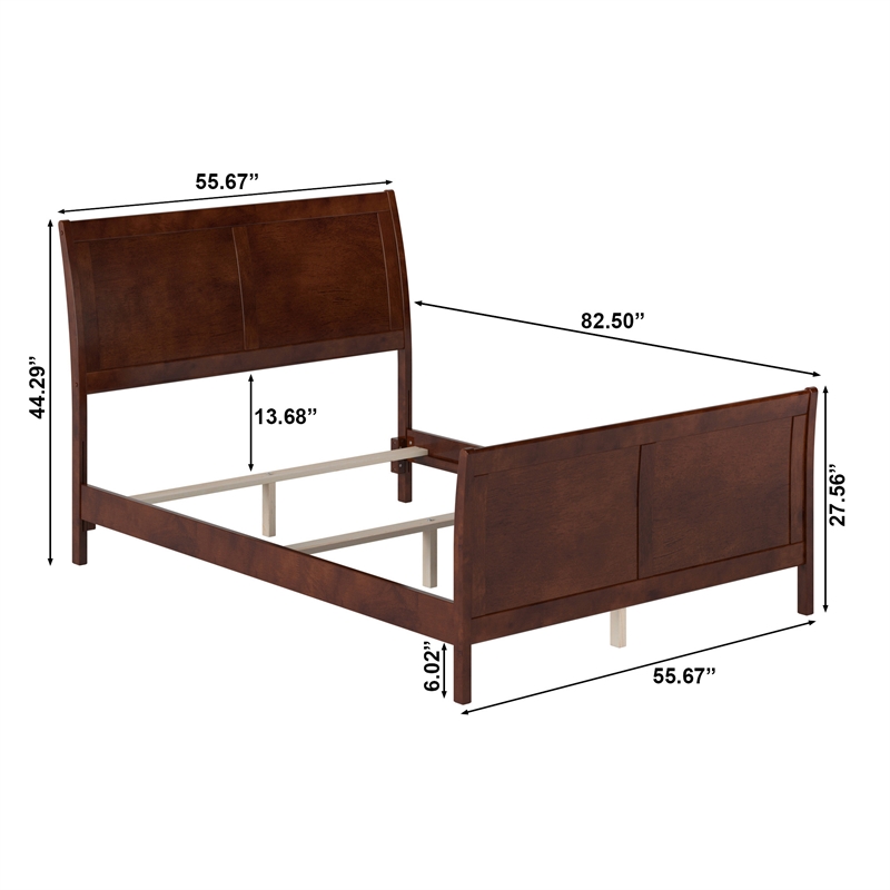 AFI Portland Full Wood Foundation Bed Frame with Matching Footboard Walnut