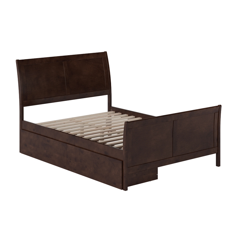 Portland Full Storage Wood Platform Bed with Matching Footboard in Espresso