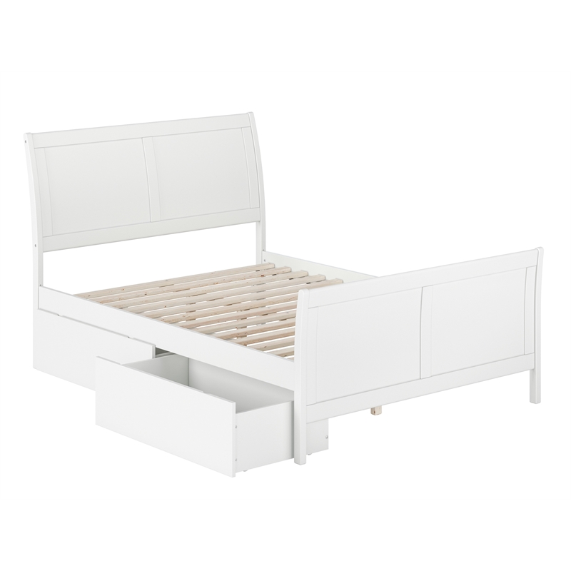 Portland Full Storage Wood Platform Bed with Matching Footboard in White