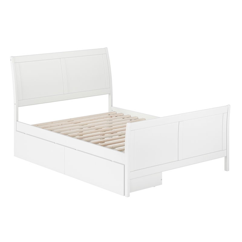 Portland Full Storage Wood Platform Bed with Matching Footboard in White