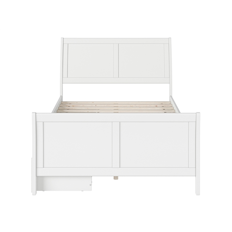 Portland Full Storage Wood Platform Bed with Matching Footboard in White