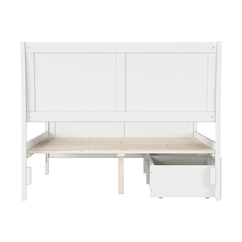 Portland Full Storage Wood Platform Bed with Matching Footboard in White