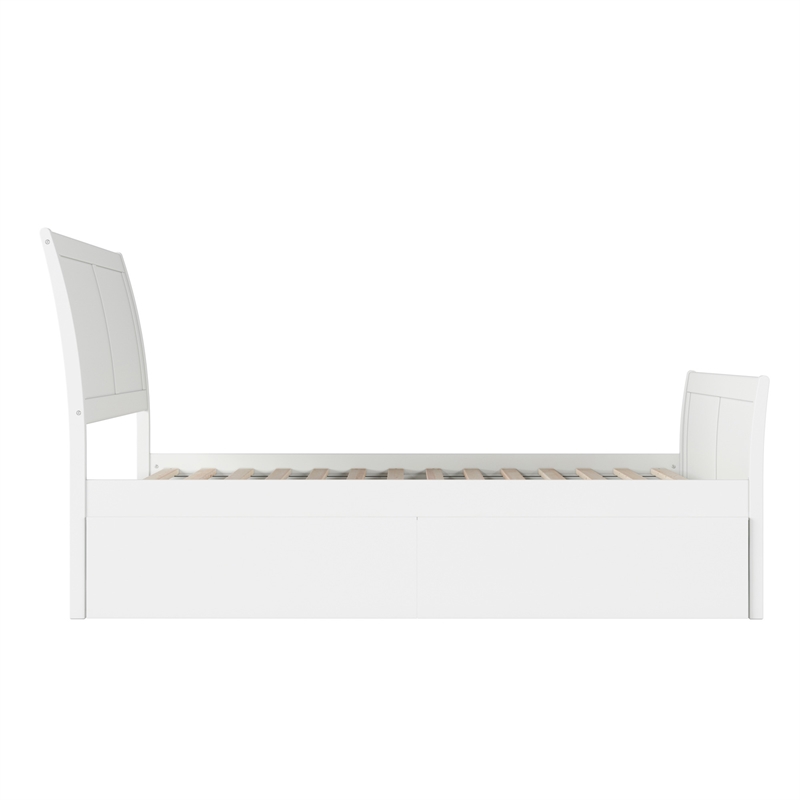 Portland Full Storage Wood Platform Bed with Matching Footboard in White