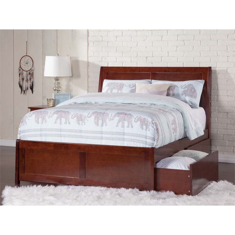 Atlantic Furniture Portland Urban Full Storage Platform Bed in Walnut